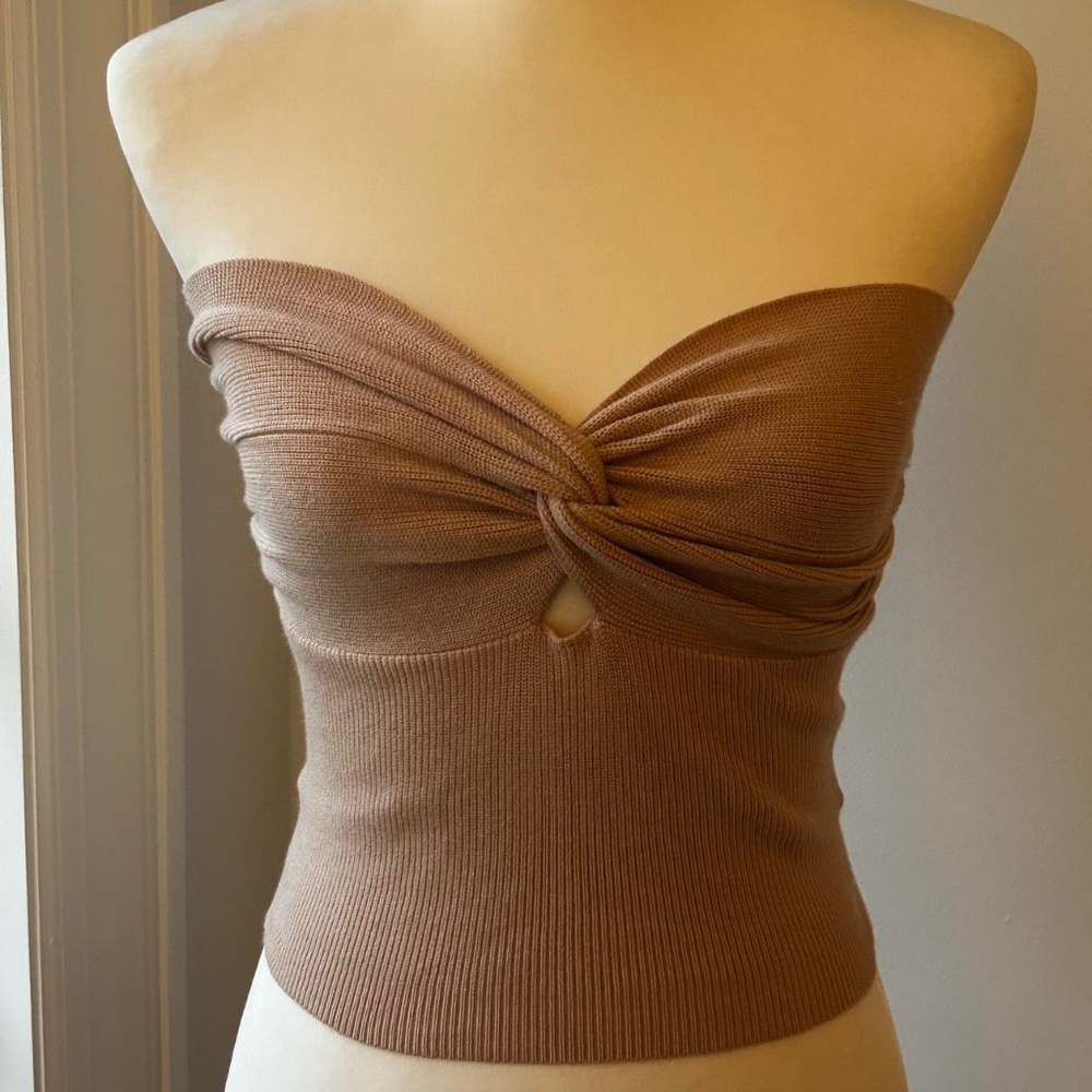 Brand new NEVER WORN! With tag brown ribbed tube top